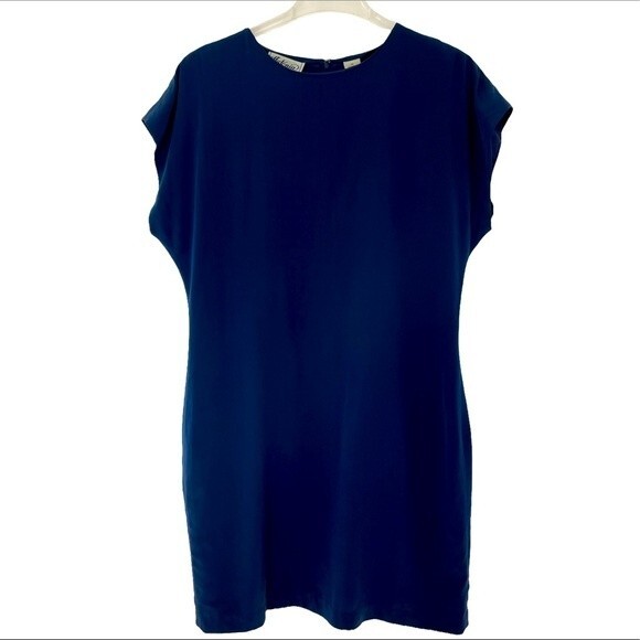 Antonia Collection Dress Blue Silk Shift - Picture 1 of 5
